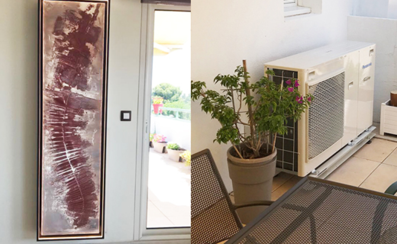 C’est un produit haut de gamme que s’est offert le propriétaire d’un appartement de 100 m2, situé au dernier étage d’un immeuble de Sète : un radiateur réversible Cinier Greenor Tribal avec option LED