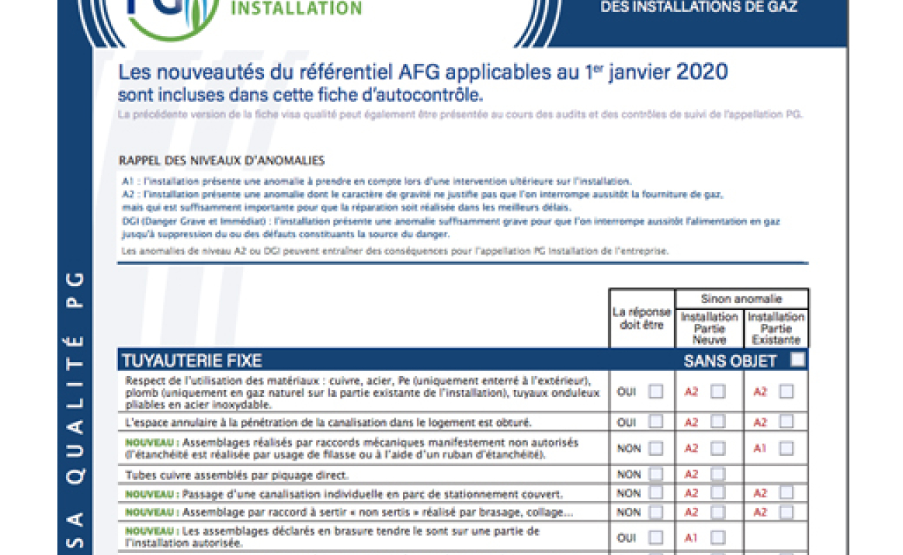 Nouvelles procedures pour les professionnels du gaz